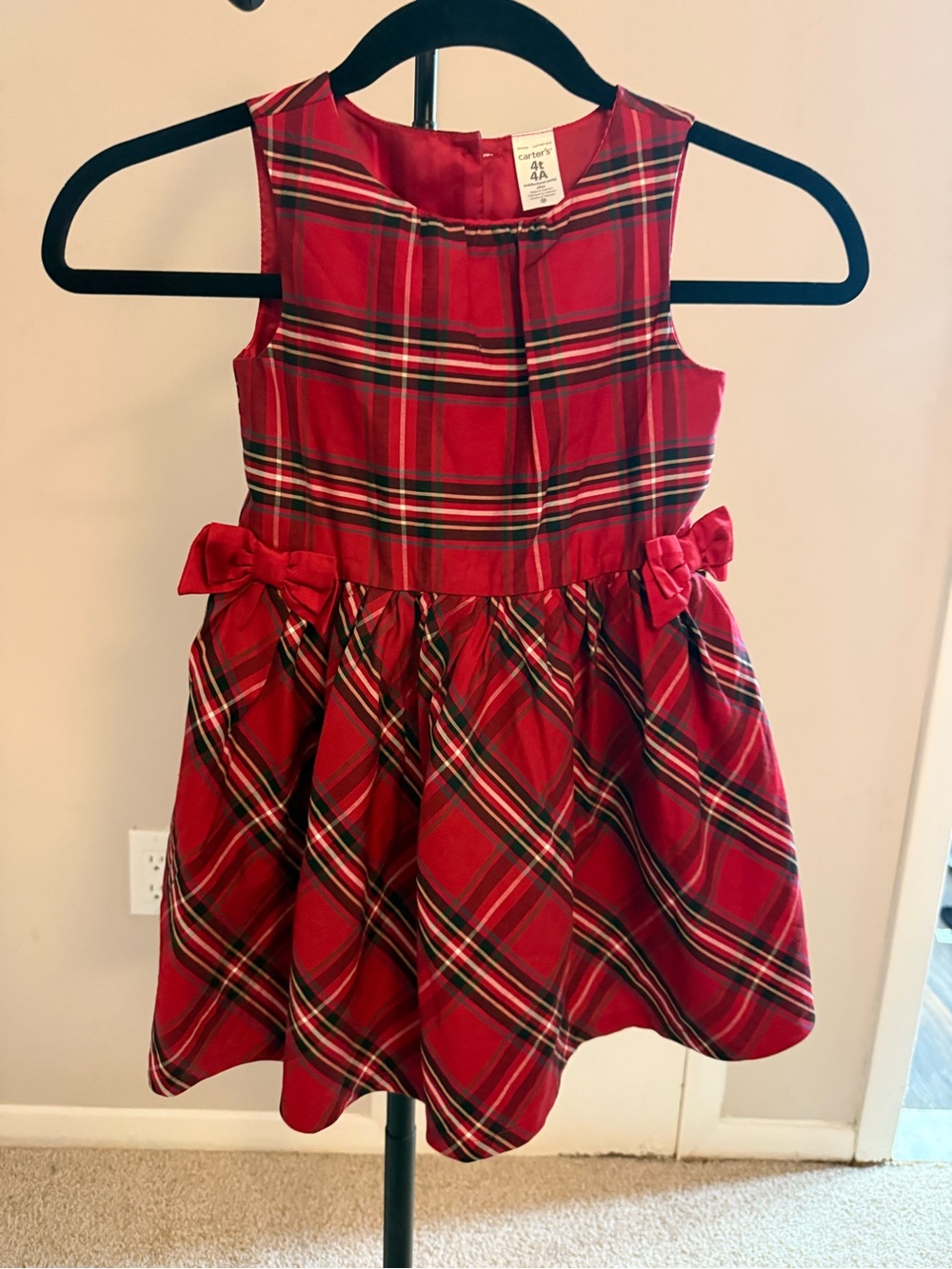 Carter's Red Plaid Bow-Accent Girls' Dress